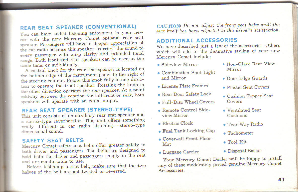 1963 Mercury Comet Owners Manual Page 39